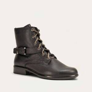 NEW YALEET women's alize lace up boot in black leather